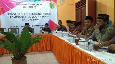 Pelaksanaan Musdes RKPDes Tahun 2020 Desa Segoroyoso Berjalan Lancar